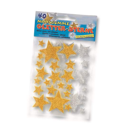 Foam rubber glitter stars self-adhesive 40 pcs